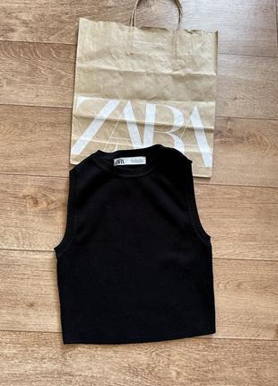 Zara чорна базова майка, топ, укорочена футболка!нові колекції!2 фото