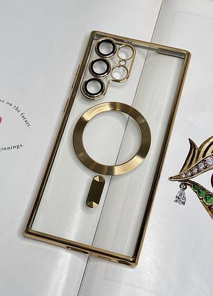 Чохол для samsung s22 ultra. золотистий глянцевий колір, з захистом камери