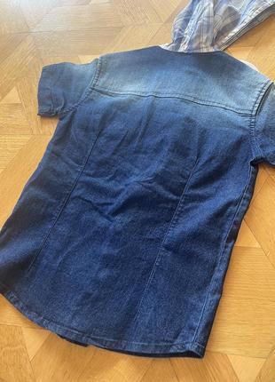 Джинсовая рубашка на короткий рукав от итальянского производителя zu-yspanici на мальчика 6 лет 116 см4 фото