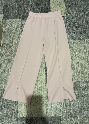 Xs s бледно розовые розовые брюки кюлоты брюки палаццо кюлота брюки2 фото