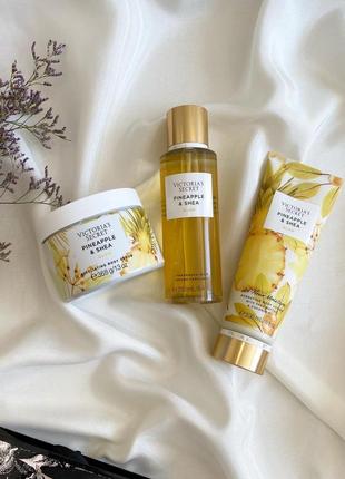 Набір victoria’s secret pineapple&shea міст спрей лосьйон скраб для тіла ананас ши