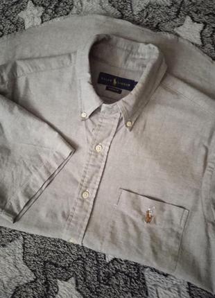 Класична сіра сорочка котонова /рубашка теніска з короткими рукавами2 фото