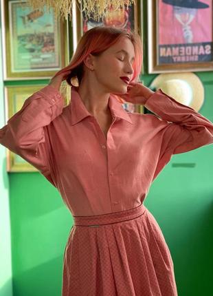 Рожева бавовняна сорочка oversized6 фото