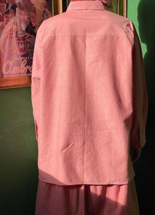 Рожева бавовняна сорочка oversized7 фото