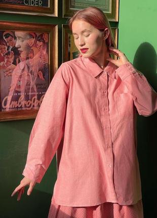 Рожева бавовняна сорочка oversized3 фото