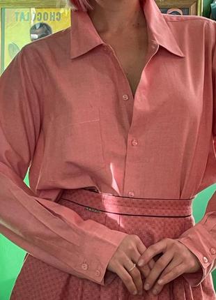 Рожева бавовняна сорочка oversized8 фото