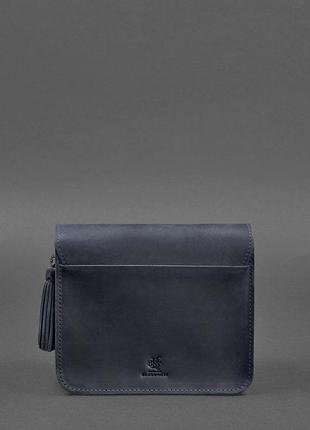 Шкіряна жіноча бохо-сумка лілу синя crazy horse5 фото