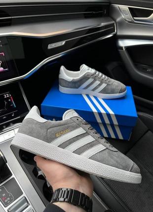 Мужские качественные кроссовки adidas gazelle gray white,прочные и легкие,кроссовки классика,спортивные комбин2 фото