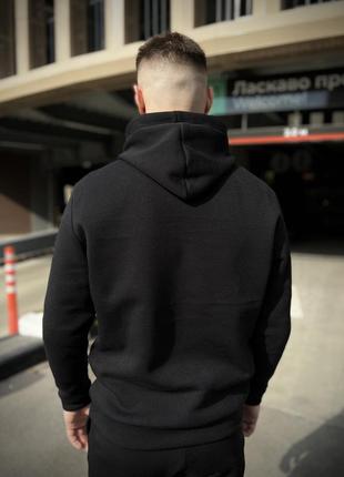 Зимний худи nike черный с начесом / зимняя кофта найк мужская черная / толстовка на...