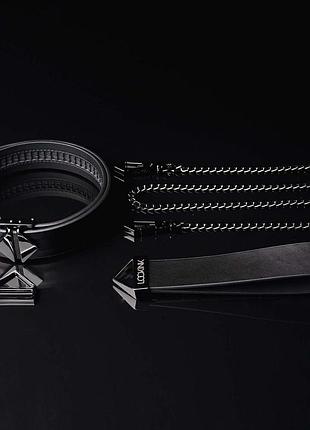 Поводок lockink tied collar with leash set - black 4