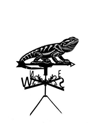 Флюгер ящірка, ігуана, флюгер на дах з металу 2 мм.