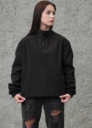 Женский ветрозащитный свитшот анорак softshell without hoverla black