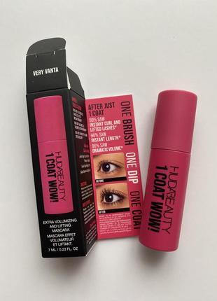 Мини-тушь для ресниц huda beauty one coat wow mascara