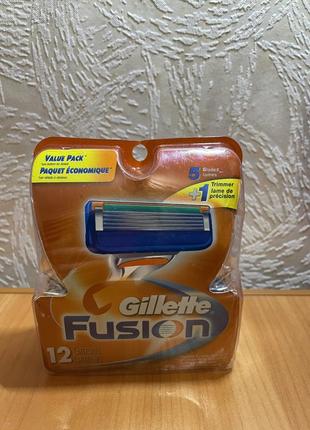 Змінні леза касети для гоління gillette fusion 5 (12 картриджів в упаковці)