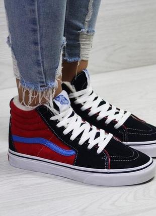 Кеды высокие vans sk 8 mid total black high вансы с 8 высокие черные унисекс высокие кеды замша измельчений 10