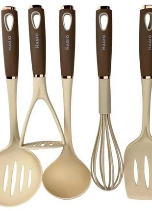 Набір кухонних приладів magio mg-1124, набір приладдя для кухні із силікону, набір кухарів
