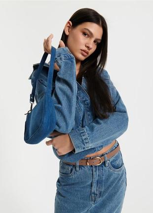 Трендовая джинсовая сумка багет женская сумка total denim тотат деним3 фото