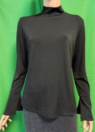 Worthington лонгслів із горловиною та розрізами на рукавах, з гладкого ковзного трикотажу