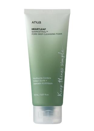 Anua - heartleaf quercetinol pore deep cleansing foam - пінка, що глибоко очищає, для вмивання обличчя - 150ml