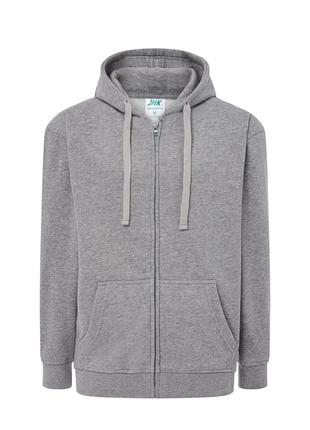 Толстовка с капюшоном и замком-молнией  jhk, hooded sweatshirt, унисекс, темно-серый меланж, размер xxl