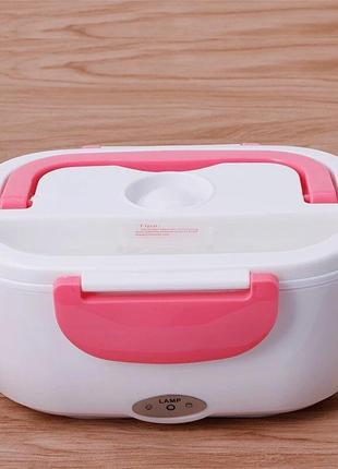 Електричний ланчбокс з підігрівом lunch heater box, 220 в, рожевий