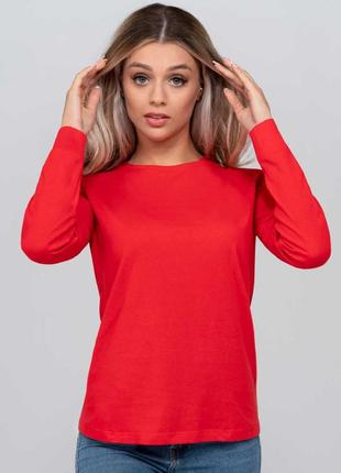 Лонгслив женский jhk, lady comfort, красный, размер s, футболка с длинными рукавами, хлопок, круглый вырез