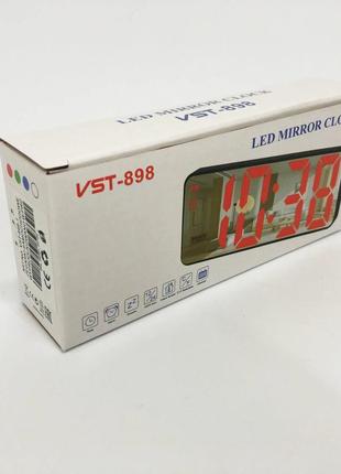 Електронний настільний led годинник від usb vst-898-1 з будильником і термометром, настільний led лід годинник