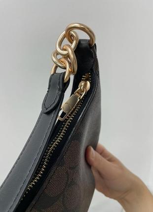 Сумка coach payton hobo in signature canvas in brown/black6 фото