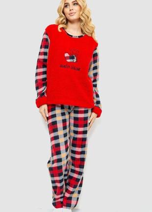 Піжама жіноча махра, колір червоний, 214r0302