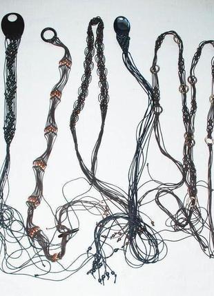 Лот плетеные пояса косичкой пояс косичка ремешок макраме шрнуком шнурки1 фото