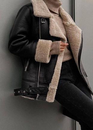 Дублянка авіатор з хутром  в стилі stradivarius. дубльонка дублёнка авиатор