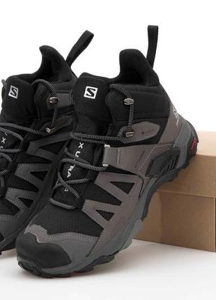 Salomon x ultra 4 gore-tex grey black, кроссовки мужские зимние саломон, кроссовки мужественные зимние высоки саломон