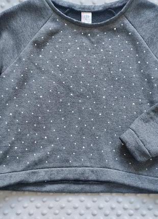 Теплый свитшот с камушками, реглан, свитер для девочки, р128-134