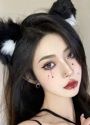 Набор "кошка" обруч ушки и хвост меховые для квадробики, косплея, аниме, черный,...