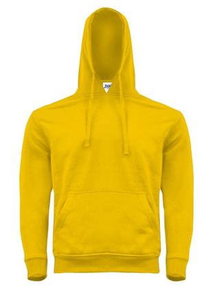 Чоловічий худі з капюшоном jhk, kangaroo, жовтий, розмір s, тепле однотонне худі базове з начосом