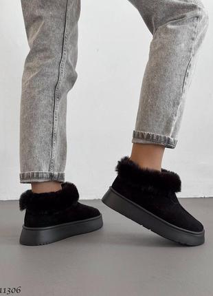 Распродажа натуральные замшевые черные угги с мехом 36р.