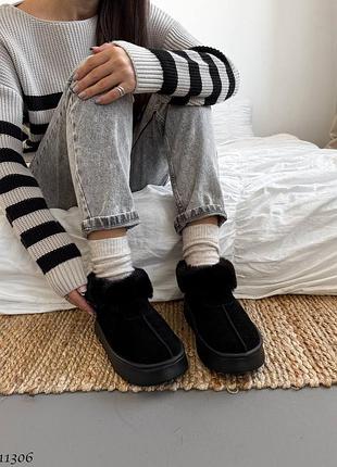 Распродажа натуральные замшевые черные угги с мехом 36р.