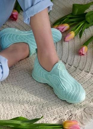 Мокасины слипоны мятные