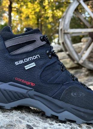 Спортивные кожаные ботинки, кроссовки термо salomon contagrip gtx denim
