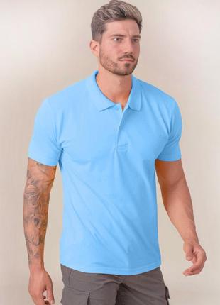 Мужская рубашка-поло jhk, polo regular man, голубая футболка поло, размер l