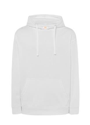 Чоловічий худі з капюшоном jhk, kangaroo, білий, розмір l, тепле однотонне худі базове з начосом