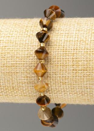 Браслет  тигровый глаз  биконус