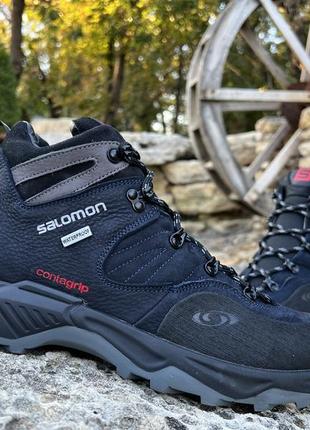 Спортивные кожаные ботинки, кроссовки термо salomon contagrip gtx denim