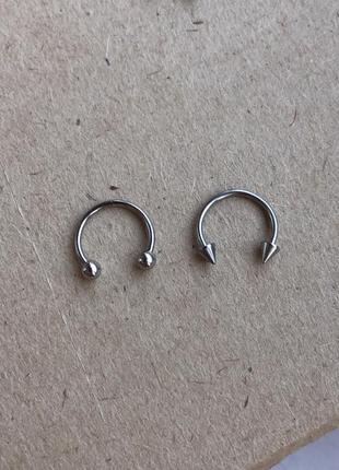 Сережка циркуляр з конусами шипами кільце колечко кругла сережка для пірсингу септуму перегородки крила носа хряща в губу губи вуха хрящ3 фото