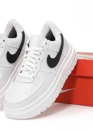 Зимние женские кроссовки nike air force 1 low gore-tex white black найк форс белого с черными цветами термо