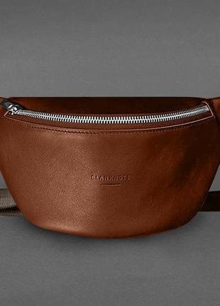 Шкіряна поясна сумка-бананка світло-коричнева kanny