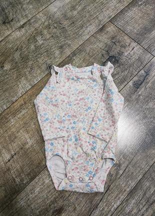 Боди, бодик с длинным рукавом девочке, h&m, р. 3-6мес., 62-68, длинна 36см