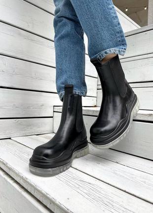 Черевики bottega stretch veneta beige lug boots без меха clear sole