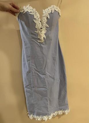 Платье maje обтягивающее пр фигуре миди макси голубое с чашками корсет