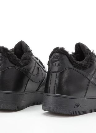 Зимние мужские кроссовки nike air force 1 low winter fur black найк форс черного цвета мех4 фото